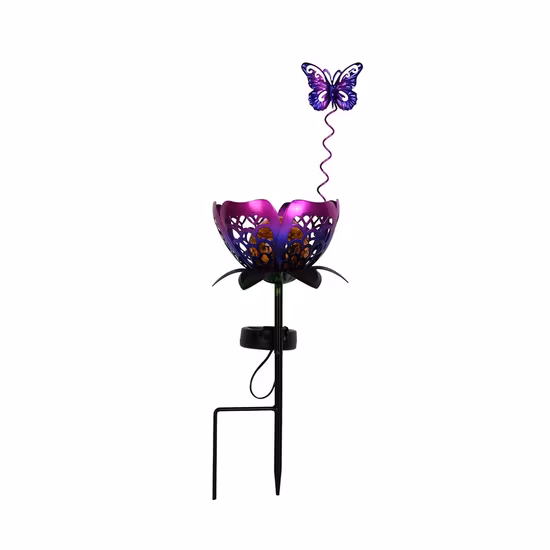 Linterna Luz Solar Lámpara De Noche Tallado Animal Mariposa Llama Parpadeante Ci22808